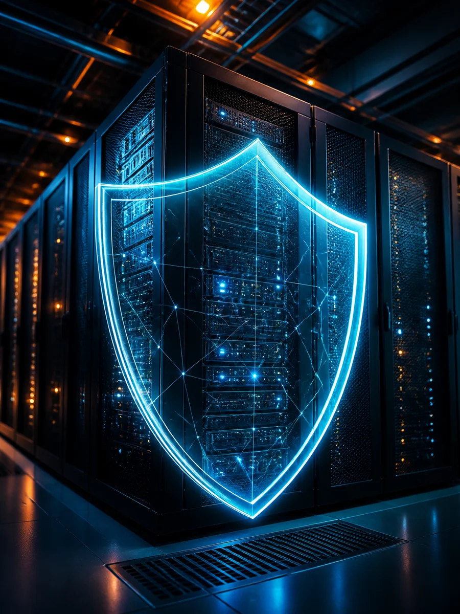 Secure enterprise data center with shield and server infrastructure